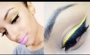 Yellow Winged Eyeliner ❣ Pink Lips Makeup Look