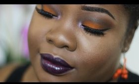 Orange Eye shadow-Purple Lips Full Face Tutorial