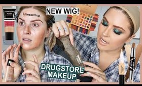 full face of DRUGSTORE makeup! 💸 and a NEW WIG!!