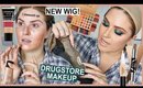 full face of DRUGSTORE makeup! 💸 and a NEW WIG!!