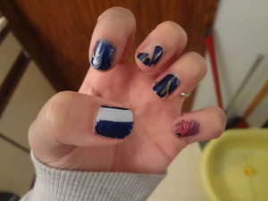 my attempt on doing water marble nails :DD