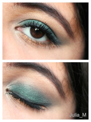 Love how vibrant and perfect this emerald color is for fall! Coppery golden color on lower lash line 