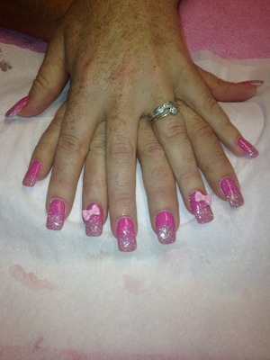 Gossip girl gelish with waterfiels gelish and 3d bows