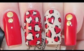 Valentine's Nails | Heart Leopard Print