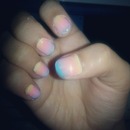 pinkblueyellow ombre nails...