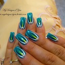 Emerald Green Abstract nails