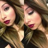  eyeliner burgundy lipstick ombré hair 