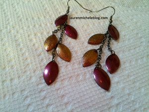 I used nail polish to transform a pair of earrings. 
http://laurenmicheleblog.com/2012/09/22/diy-autumn-leaves-jewelery/