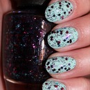 OPI Polka.com Layered Over Essie Mint Candy Apple