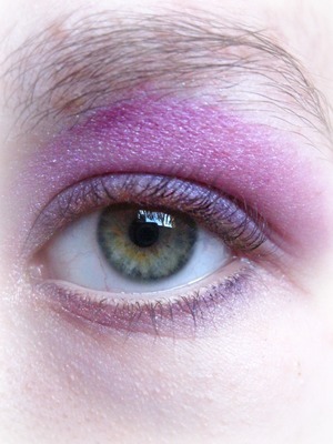 Creative purple/pink eye makeup. Makes my "every eye color" eyes stand out. :)