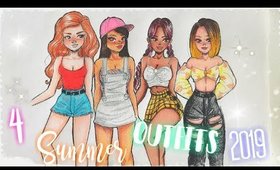🌼🌻HOW TO DRAW - 4 SUMMER OUTFITS!!! (2019 EDITION)🌼🌻