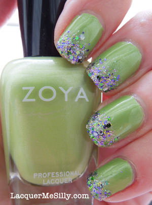 Zoya Tracie with Candeo Colors Mallard sponged as a gradient. 