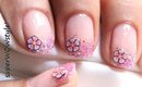 Pink Glitter Tips + Fimo Flower ❤ Cute Nail Art Fimo Cane Nail Designs Tutorial