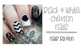 Black and White Chevron Nails | NailsByErin