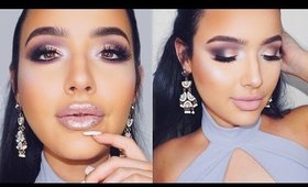 WINTER WONDERLAND MAKEUP | Glitter Lips & Champagne Smokey Eye