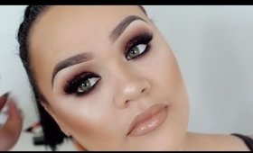 Brown Glitter Smokey Eye & Nude Lip | Full Face Makeup Tutorial | Makeupwithjah