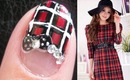 scottish plaid nails - Back to School Nail Art Design Tutorial freehand Bow French Manicure