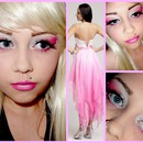 Ombre Pink & Glitter ~ Short Chiffon Hanky Hem Dress.