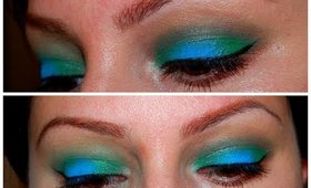 blue green makeup look 2014