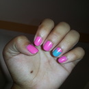 pink & green matte nails