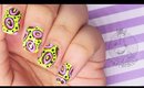 Donuts on Neon Yellow nail art ✩ PinkFlyingCow