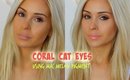 Peachy Coral Cat Eyes - Using Mac Cosmetics Melon Pigment