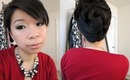 Holiday Look: Gold & Green Makeup w/ Simple Knot Updo