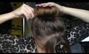 Donut/sock bun with curly centre parting tutorial