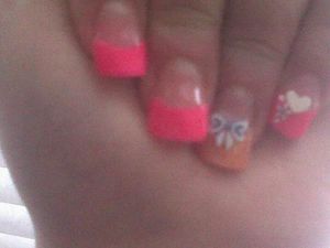 neon pink n orange with 3d stickers