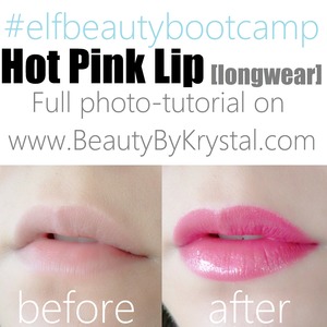 Photo tutorial on how to do a hot pink lip for extended wear
http://www.beautybykrystal.com/2013/01/elf-beauty-boot-camp-contest-entry-hot.html