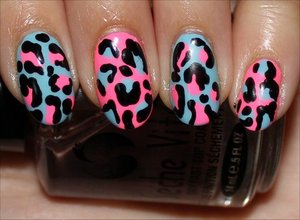 See my tutorial, more swatches & detailed reviews plus separate swatches on all 3 colours I used: http://www.swatchandlearn.com/nail-art-tutorial-pink-blue-leopard-nails/