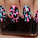 Pink & Blue Leopard Nails
