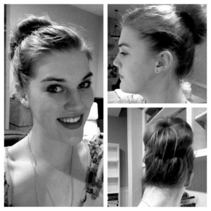 A few different angles of a sock bun.