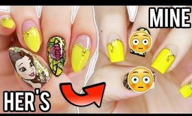 I TRIED FOLLOWING MINNIE'S BEAUTY AND THE BEAST NAIL TUTORIAL