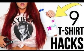 9 CLOTHING HACKS: T-Shirt Upcycling, Styling & DIY Fashion Hacks!