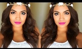 Easy Pink Pop of Color Makeup and Hair