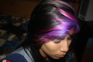 Colorful ombre bangs 