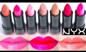 NYX Round Lipstick Swatches on Lips 7 colors