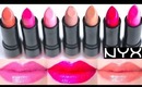 NYX Round Lipstick Swatches on Lips 7 colors