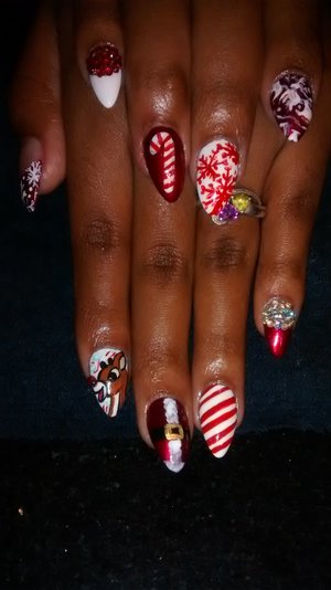 Rudolph Christmas turned nails by SauceC Nailz