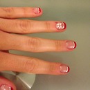 Short red french nails