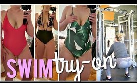 Trying on Swimsuits + Cable Machine Glute Workout!