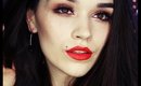 Orange lips and burgundy eyes makeup tutorial