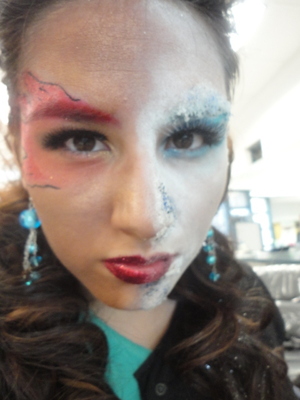 Artistic Makeup done by my friend Bernice for a School project 