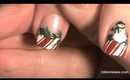 robin moses nail art: 2. x-mas scene. candy stripe tips with holly