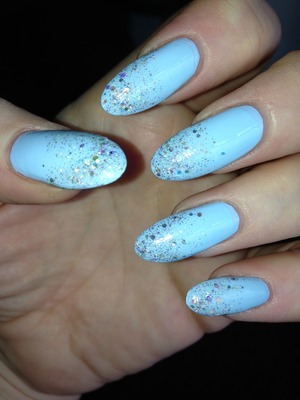 Light blue polish with glitter at the tips xxx ;)