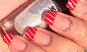 Candy Cane French Tip Nails by The Crafty Ninja