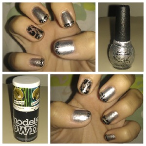 Silver nails with a bit of black crackeffect polish :)