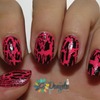 Neon pink & black cracle nail polish
