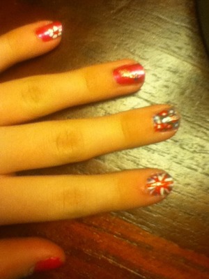 Super cute!! I did the Union Jack on one nail, then flowers on another, the rest are just pink! 